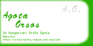 agota orsos business card